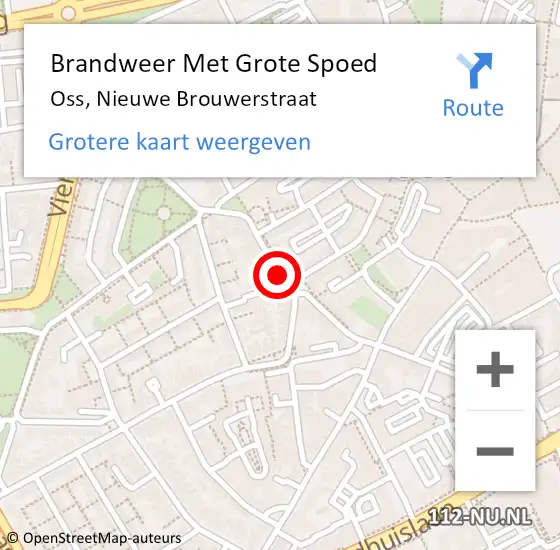 Locatie op kaart van de 112 melding: Brandweer Met Grote Spoed Naar Oss, Nieuwe Brouwerstraat op 9 januari 2024 16:34