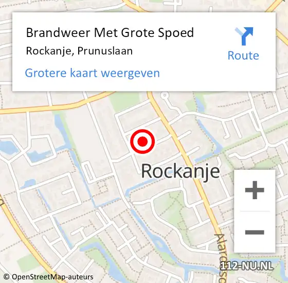 Locatie op kaart van de 112 melding: Brandweer Met Grote Spoed Naar Rockanje, Prunuslaan op 9 januari 2024 16:48