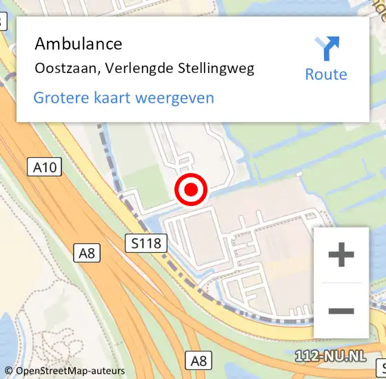 Locatie op kaart van de 112 melding: Ambulance Oostzaan, Verlengde Stellingweg op 9 januari 2024 17:18