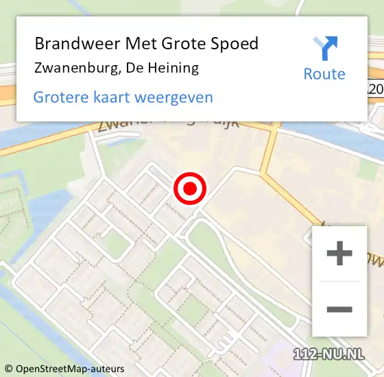 Locatie op kaart van de 112 melding: Brandweer Met Grote Spoed Naar Zwanenburg, De Heining op 9 januari 2024 17:27