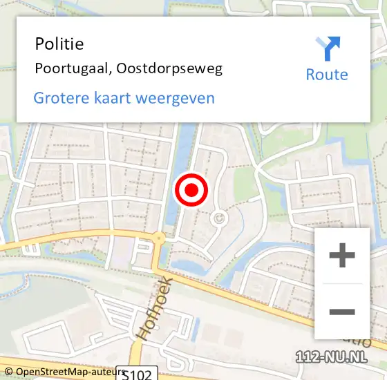 Locatie op kaart van de 112 melding: Politie Poortugaal, Oostdorpseweg op 9 januari 2024 17:29