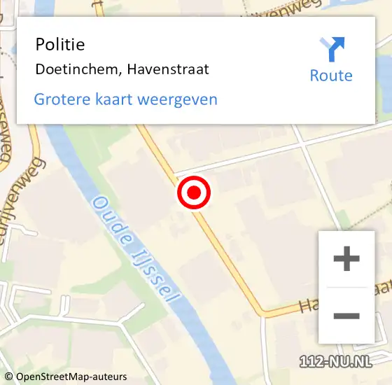 Locatie op kaart van de 112 melding: Politie Doetinchem, Havenstraat op 9 januari 2024 17:31