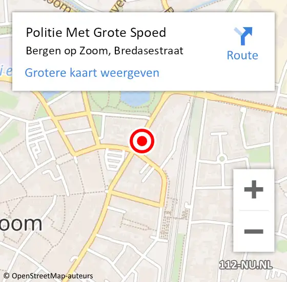 Locatie op kaart van de 112 melding: Politie Met Grote Spoed Naar Bergen op Zoom, Bredasestraat op 9 januari 2024 17:32