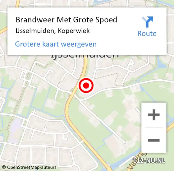 Locatie op kaart van de 112 melding: Brandweer Met Grote Spoed Naar IJsselmuiden, Koperwiek op 9 januari 2024 17:33