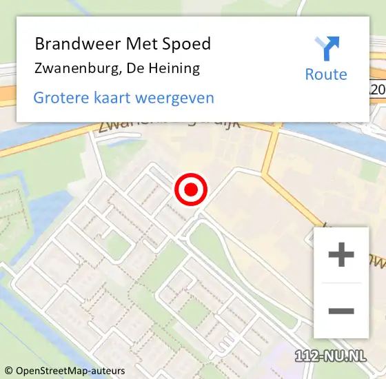 Locatie op kaart van de 112 melding: Brandweer Met Spoed Naar Zwanenburg, De Heining op 9 januari 2024 17:41