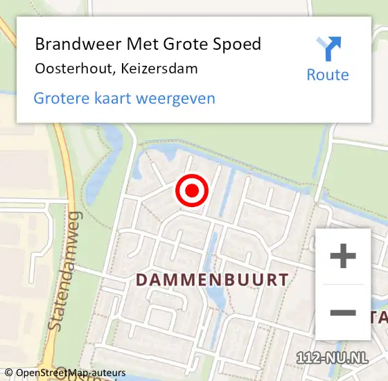 Locatie op kaart van de 112 melding: Brandweer Met Grote Spoed Naar Oosterhout, Keizersdam op 9 januari 2024 18:23