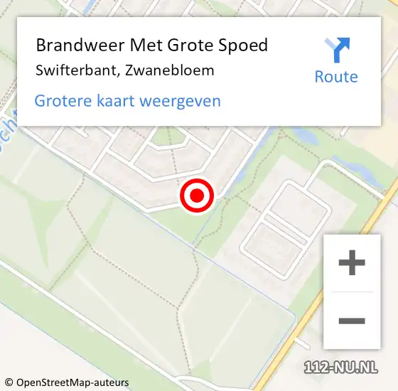 Locatie op kaart van de 112 melding: Brandweer Met Grote Spoed Naar Swifterbant, Zwanebloem op 9 januari 2024 18:29