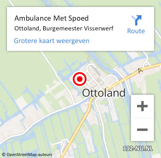 Locatie op kaart van de 112 melding: Ambulance Met Spoed Naar Ottoland, Burgemeester Visserwerf op 9 januari 2024 18:35