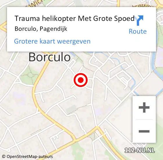 Locatie op kaart van de 112 melding: Trauma helikopter Met Grote Spoed Naar Borculo, Pagendijk op 9 januari 2024 19:20