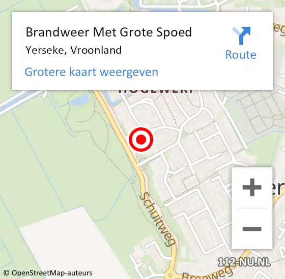 Locatie op kaart van de 112 melding: Brandweer Met Grote Spoed Naar Yerseke, Vroonland op 21 september 2014 15:16