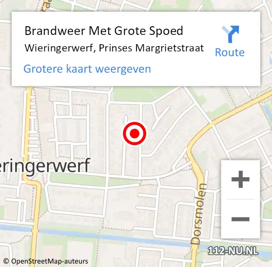 Locatie op kaart van de 112 melding: Brandweer Met Grote Spoed Naar Wieringerwerf, Prinses Margrietstraat op 9 januari 2024 20:20