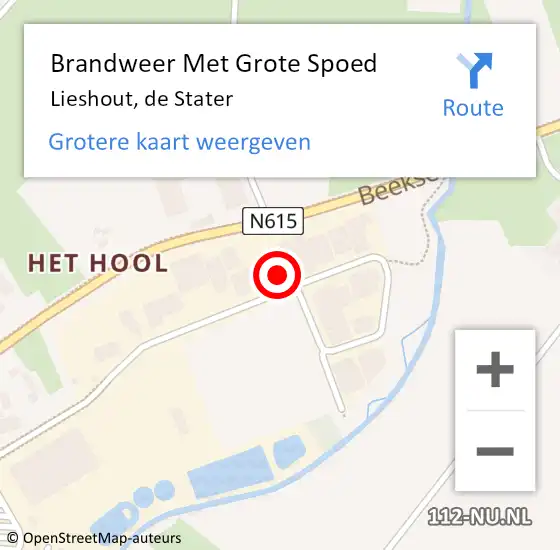 Locatie op kaart van de 112 melding: Brandweer Met Grote Spoed Naar Lieshout, de Stater op 9 januari 2024 20:29