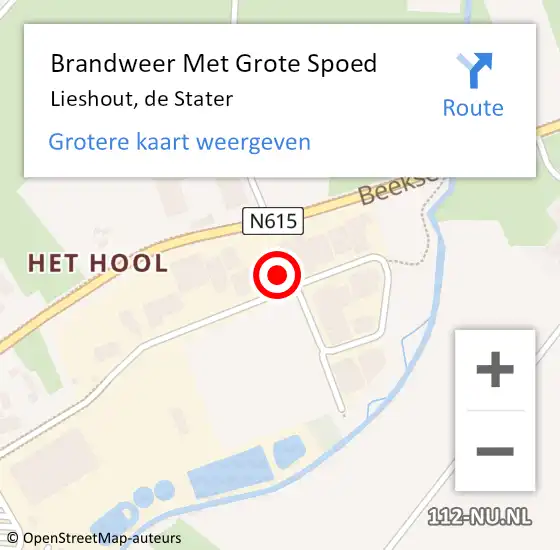 Locatie op kaart van de 112 melding: Brandweer Met Grote Spoed Naar Lieshout, de Stater op 9 januari 2024 20:32