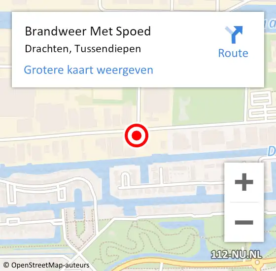 Locatie op kaart van de 112 melding: Brandweer Met Spoed Naar Drachten, Tussendiepen op 9 januari 2024 20:34