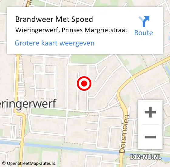 Locatie op kaart van de 112 melding: Brandweer Met Spoed Naar Wieringerwerf, Prinses Margrietstraat op 9 januari 2024 20:42