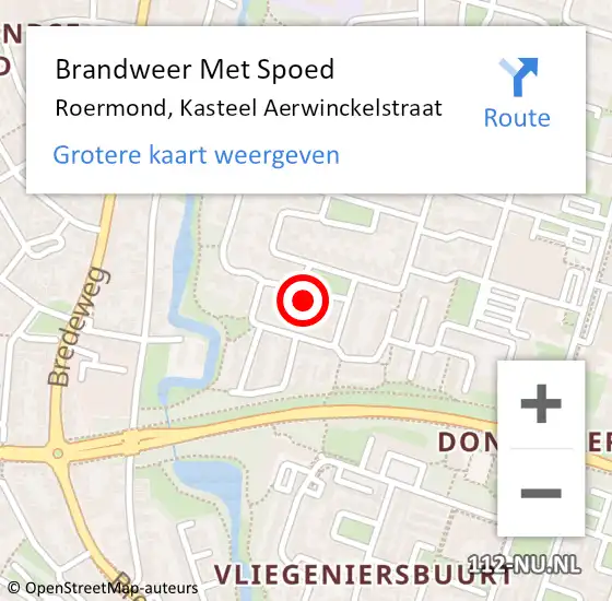 Locatie op kaart van de 112 melding: Brandweer Met Spoed Naar Roermond, Kasteel Aerwinckelstraat op 9 januari 2024 20:54