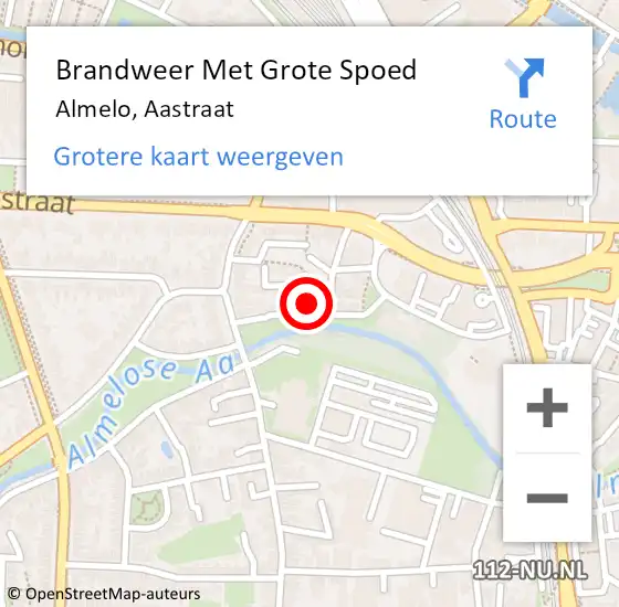 Locatie op kaart van de 112 melding: Brandweer Met Grote Spoed Naar Almelo, Aastraat op 9 januari 2024 21:00