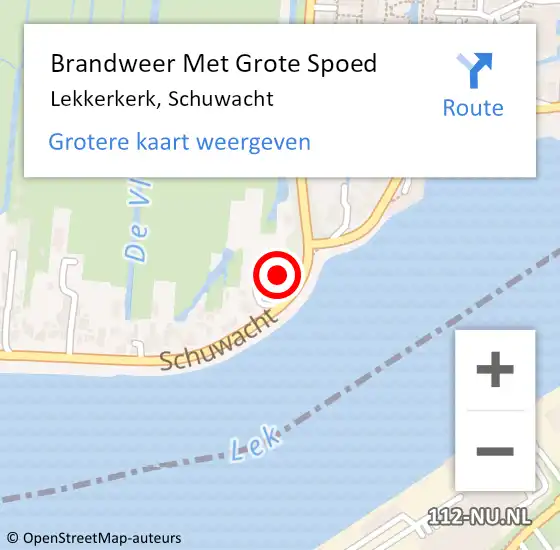 Locatie op kaart van de 112 melding: Brandweer Met Grote Spoed Naar Lekkerkerk, Schuwacht op 9 januari 2024 21:13