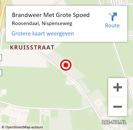 Locatie op kaart van de 112 melding: Brandweer Met Grote Spoed Naar Roosendaal, Nispenseweg op 9 januari 2024 21:54