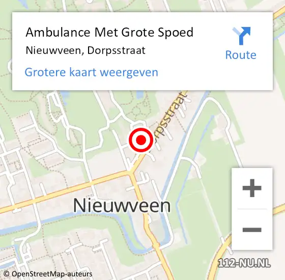 Locatie op kaart van de 112 melding: Ambulance Met Grote Spoed Naar Nieuwveen, Dorpsstraat op 9 januari 2024 22:09