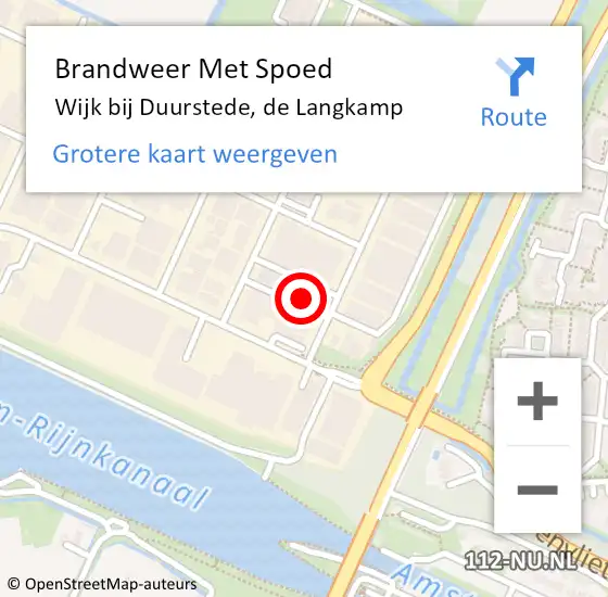 Locatie op kaart van de 112 melding: Brandweer Met Spoed Naar Wijk bij Duurstede, de Langkamp op 9 januari 2024 22:10