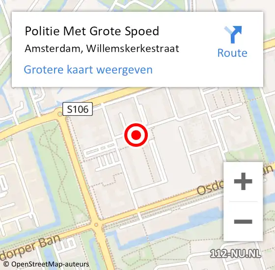 Locatie op kaart van de 112 melding: Politie Met Grote Spoed Naar Amsterdam, Willemskerkestraat op 9 januari 2024 22:12