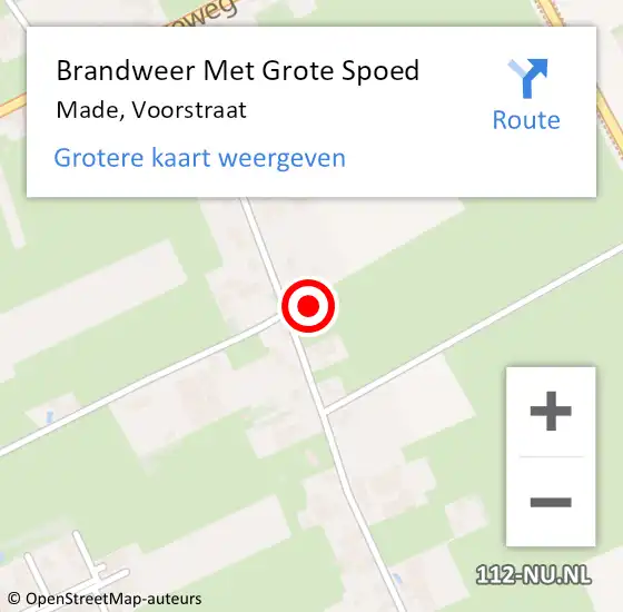 Locatie op kaart van de 112 melding: Brandweer Met Grote Spoed Naar Made, Voorstraat op 9 januari 2024 22:30