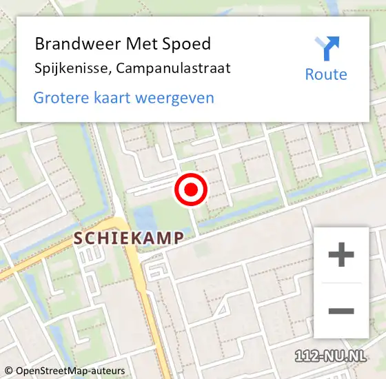 Locatie op kaart van de 112 melding: Brandweer Met Spoed Naar Spijkenisse, Campanulastraat op 9 januari 2024 22:47