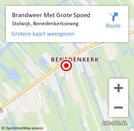 Locatie op kaart van de 112 melding: Brandweer Met Grote Spoed Naar Stolwijk, Benedenkerkseweg op 9 januari 2024 22:48