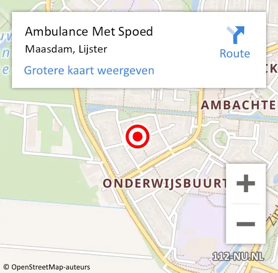 Locatie op kaart van de 112 melding: Ambulance Met Spoed Naar Maasdam, Lijster op 9 januari 2024 23:01