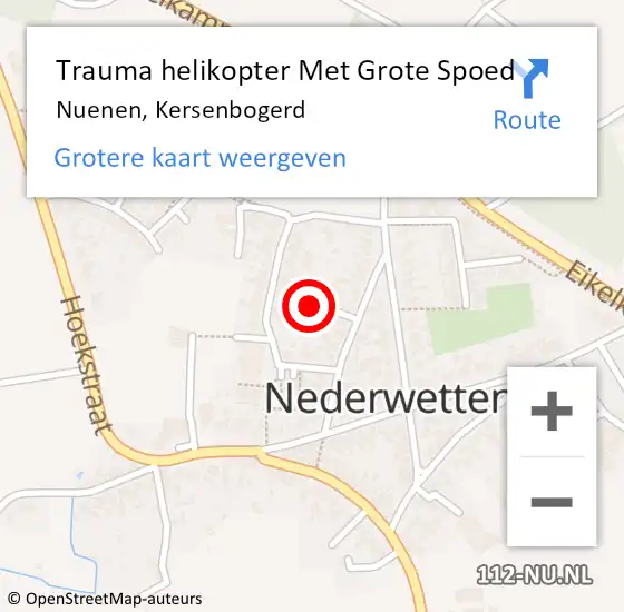 Locatie op kaart van de 112 melding: Trauma helikopter Met Grote Spoed Naar Nuenen, Kersenbogerd op 9 januari 2024 23:02
