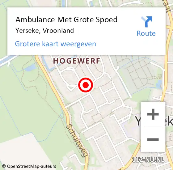 Locatie op kaart van de 112 melding: Ambulance Met Grote Spoed Naar Yerseke, Vroonland op 21 september 2014 15:39