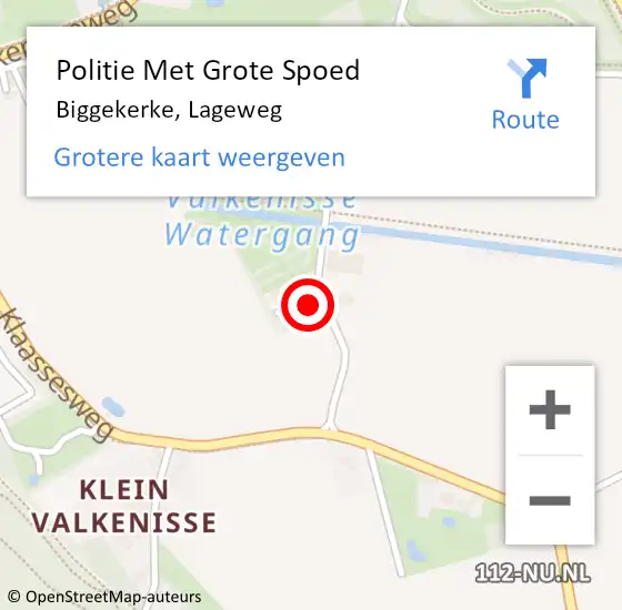 Locatie op kaart van de 112 melding: Politie Met Grote Spoed Naar Biggekerke, Lageweg op 9 januari 2024 23:12