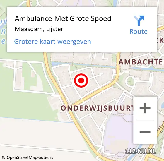 Locatie op kaart van de 112 melding: Ambulance Met Grote Spoed Naar Maasdam, Lijster op 9 januari 2024 23:17