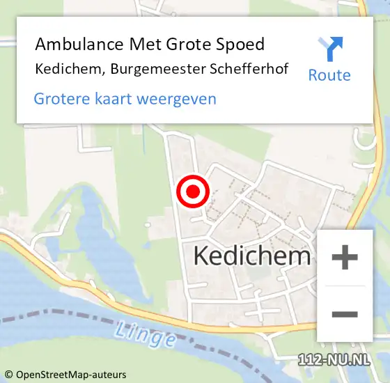 Locatie op kaart van de 112 melding: Ambulance Met Grote Spoed Naar Kedichem, Burgemeester Schefferhof op 9 januari 2024 23:36