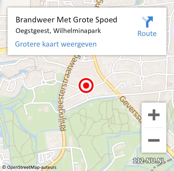 Locatie op kaart van de 112 melding: Brandweer Met Grote Spoed Naar Oegstgeest, Wilhelminapark op 10 januari 2024 00:04