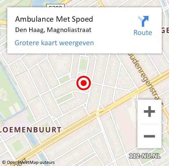 Locatie op kaart van de 112 melding: Ambulance Met Spoed Naar Den Haag, Magnoliastraat op 10 januari 2024 00:26