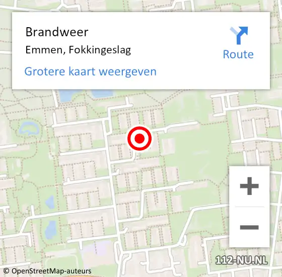 Locatie op kaart van de 112 melding: Brandweer Emmen, Fokkingeslag op 10 januari 2024 01:46
