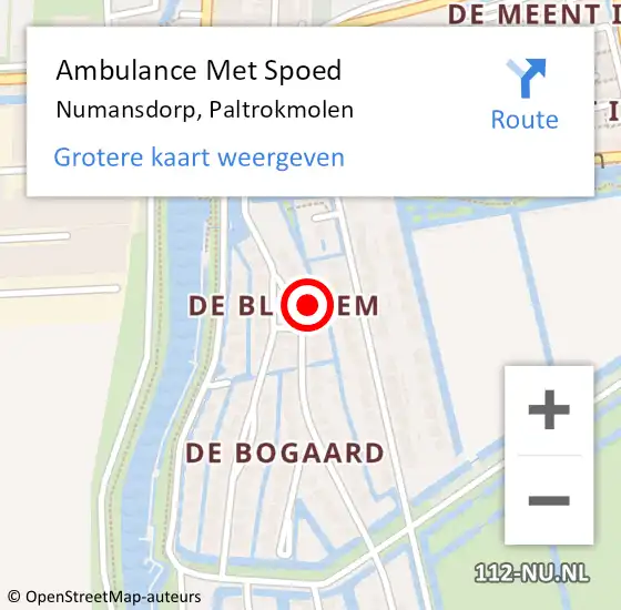 Locatie op kaart van de 112 melding: Ambulance Met Spoed Naar Numansdorp, Paltrokmolen op 10 januari 2024 01:47