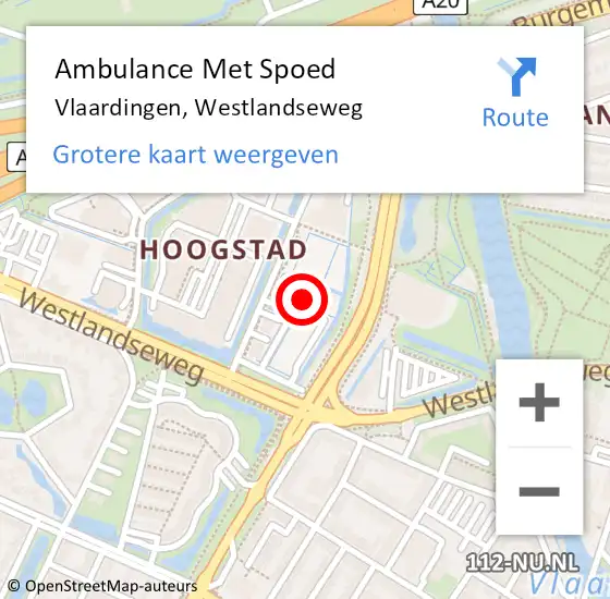 Locatie op kaart van de 112 melding: Ambulance Met Spoed Naar Vlaardingen, Westlandseweg op 10 januari 2024 02:13