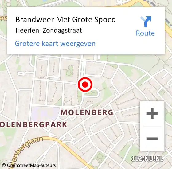 Locatie op kaart van de 112 melding: Brandweer Met Grote Spoed Naar Heerlen, Zondagstraat op 10 januari 2024 02:32