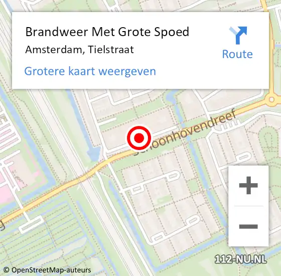Locatie op kaart van de 112 melding: Brandweer Met Grote Spoed Naar Amsterdam, Tielstraat op 10 januari 2024 02:50