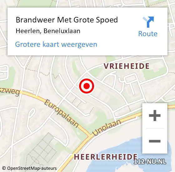 Locatie op kaart van de 112 melding: Brandweer Met Grote Spoed Naar Heerlen, Beneluxlaan op 10 januari 2024 04:24