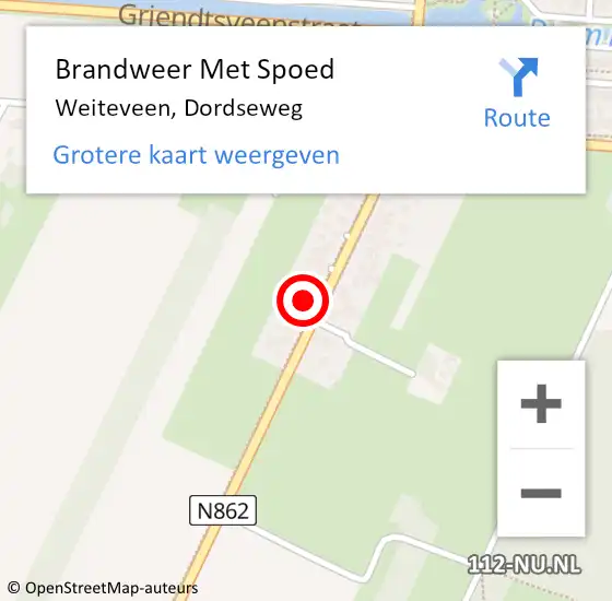 Locatie op kaart van de 112 melding: Brandweer Met Spoed Naar Weiteveen, Dordseweg op 10 januari 2024 05:20