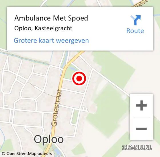 Locatie op kaart van de 112 melding: Ambulance Met Spoed Naar Oploo, Kasteelgracht op 21 september 2014 15:54