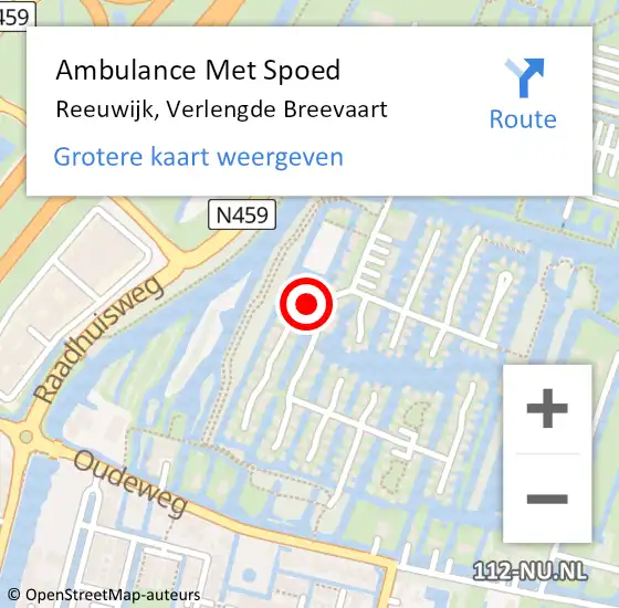 Locatie op kaart van de 112 melding: Ambulance Met Spoed Naar Reeuwijk, Verlengde Breevaart op 10 januari 2024 06:45