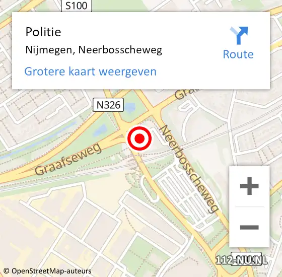 Locatie op kaart van de 112 melding: Politie Nijmegen, Neerbosscheweg op 10 januari 2024 07:38