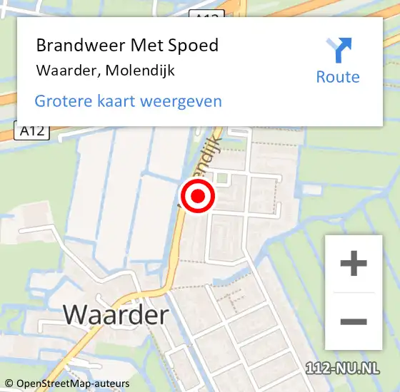 Locatie op kaart van de 112 melding: Brandweer Met Spoed Naar Waarder, Molendijk op 10 januari 2024 08:12