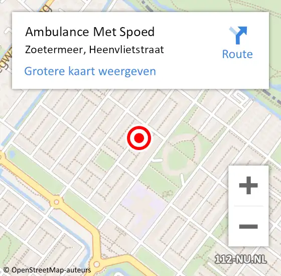 Locatie op kaart van de 112 melding: Ambulance Met Spoed Naar Zoetermeer, Heenvlietstraat op 10 januari 2024 08:22