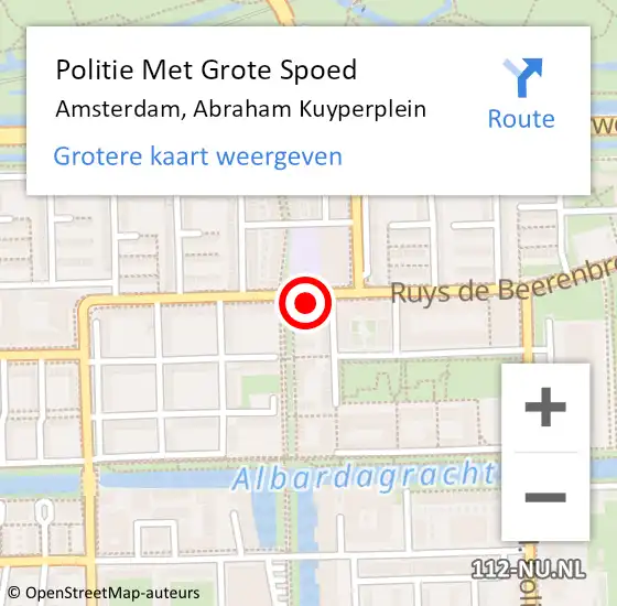 Locatie op kaart van de 112 melding: Politie Met Grote Spoed Naar Amsterdam, Abraham Kuyperplein op 10 januari 2024 08:25